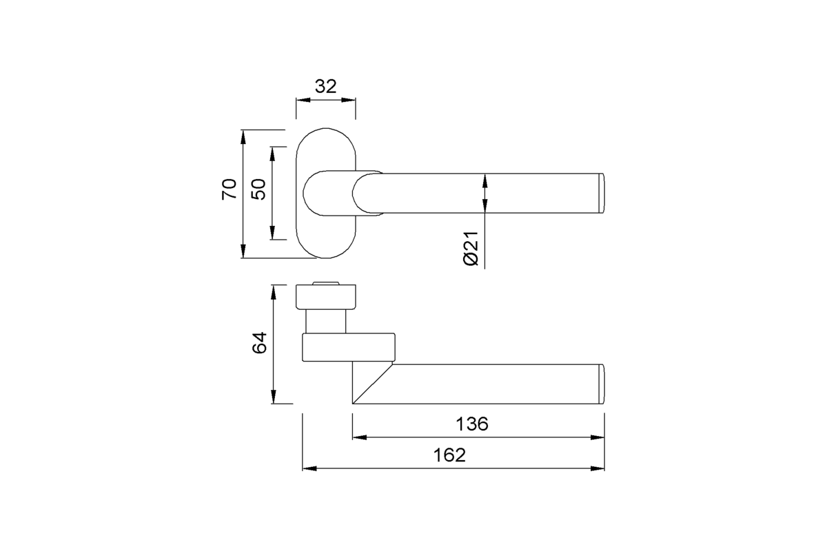 Product drawing KWS Lever handle 3M35