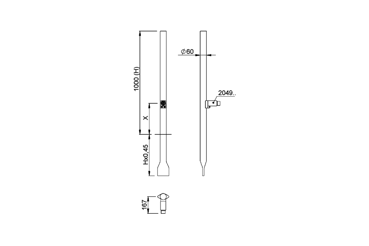 Product drawing KWS Post and door buffer 2910