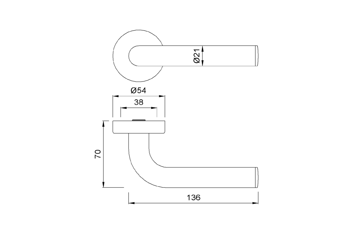 Product drawing KWS Lever handle 3B