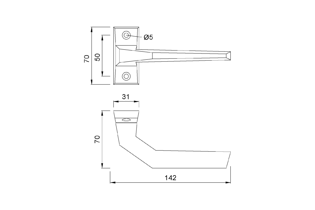 Product drawing KWS Lever handle 3427