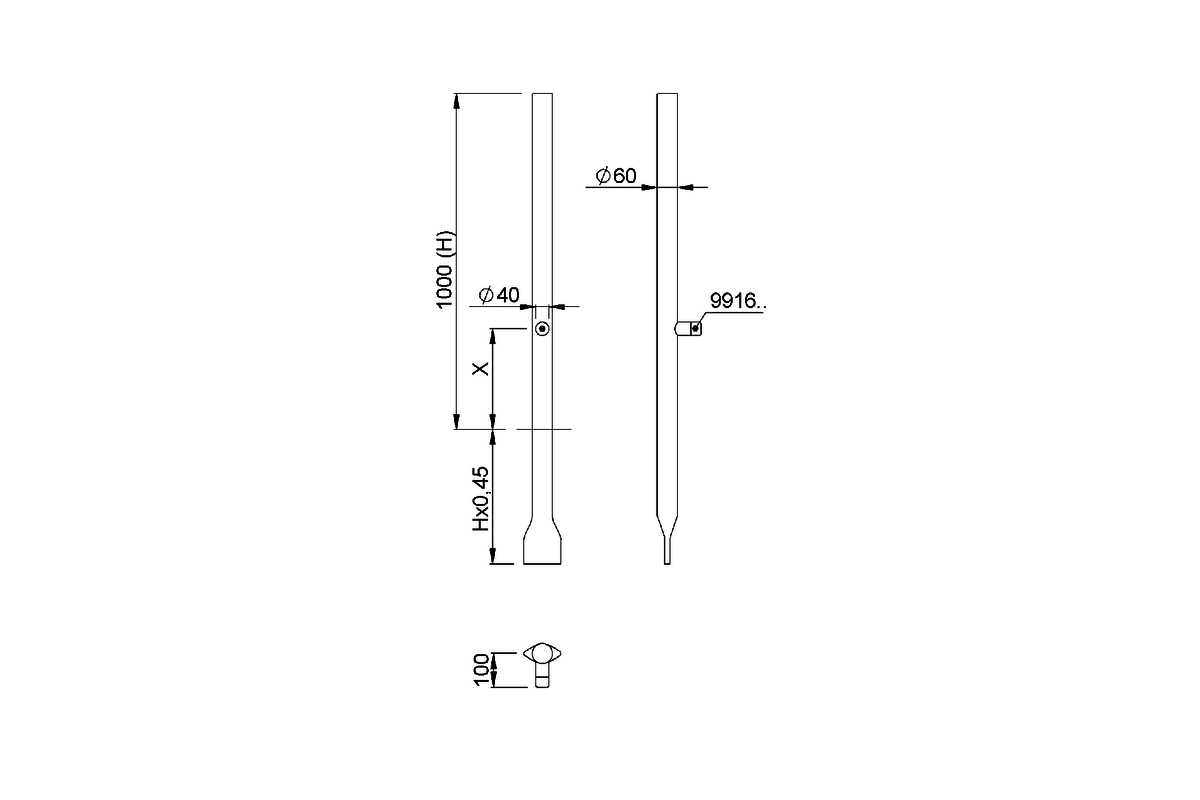 Product drawing KWS Post and door buffer 2912