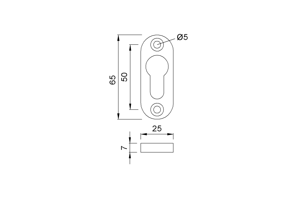 Product drawing KWS Key rosette 3451