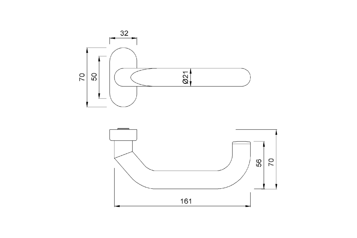 Product drawing KWS Lever handle 3D