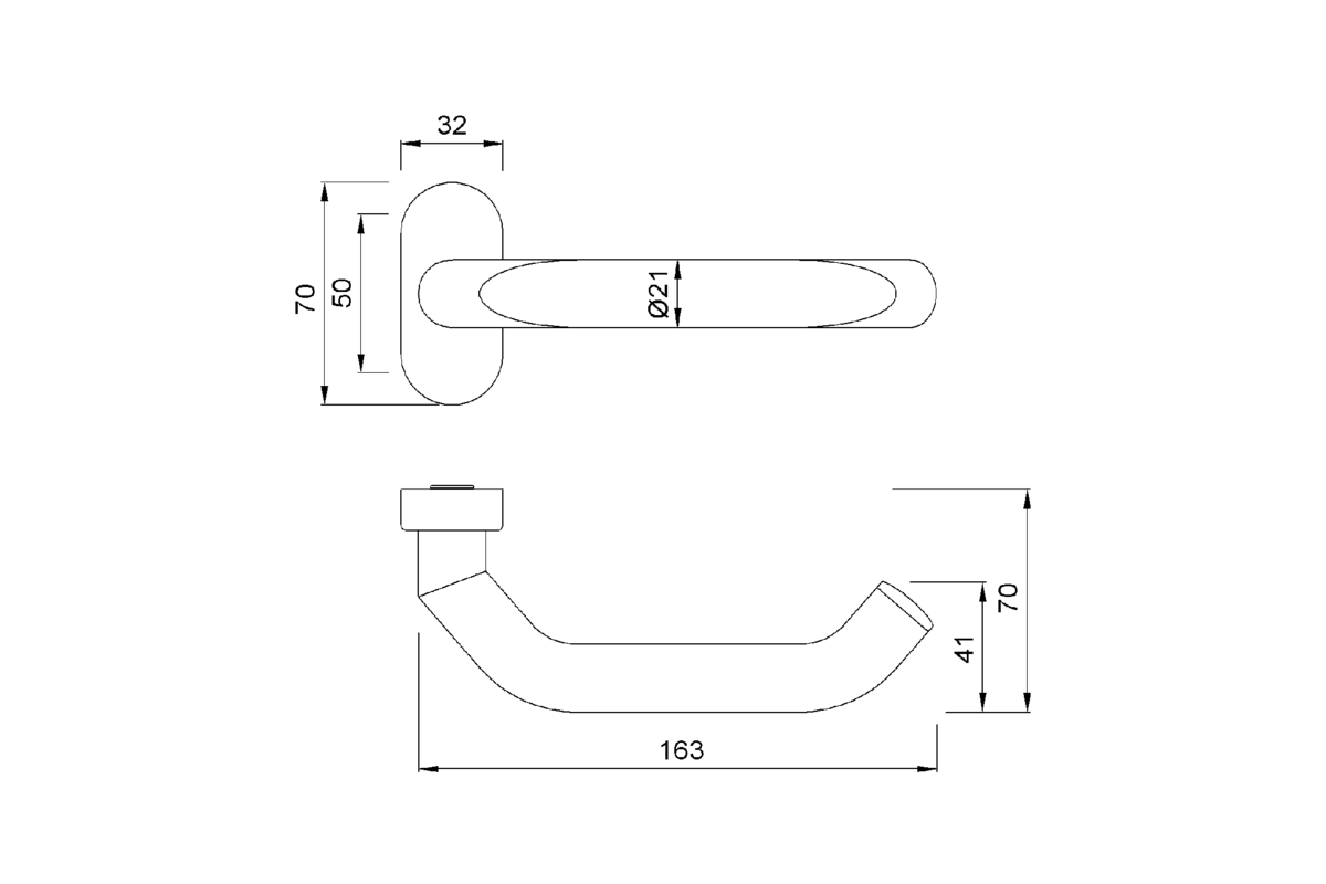 Product drawing KWS Lever handle 3E