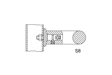 Product drawing KWS Fixing S8, 8A58 / 8B58 for Door handle
