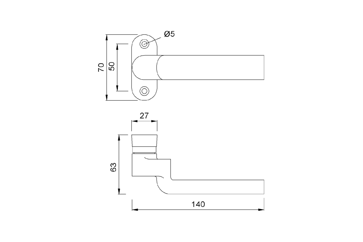 Product drawing KWS Lever handle 3422