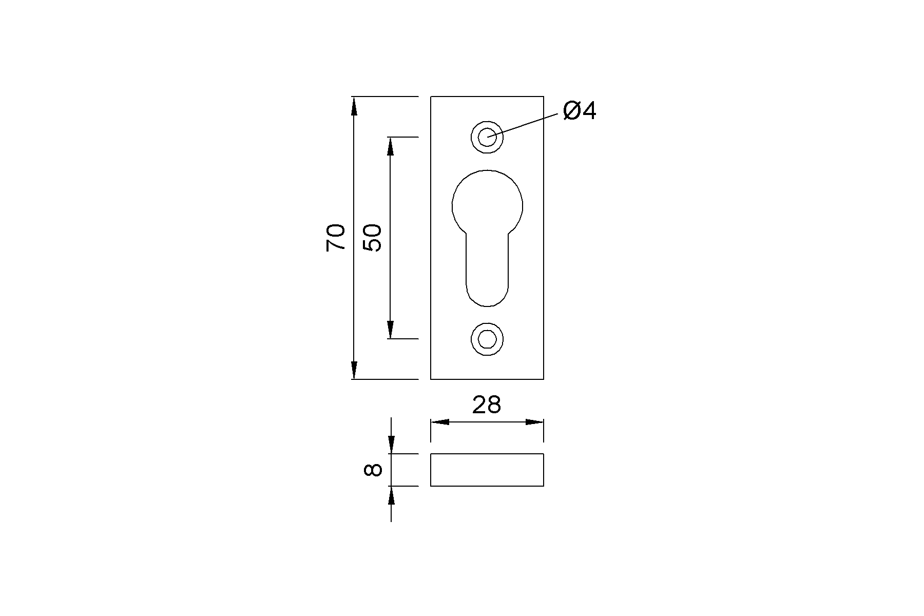Product drawing KWS Key rosette 3450