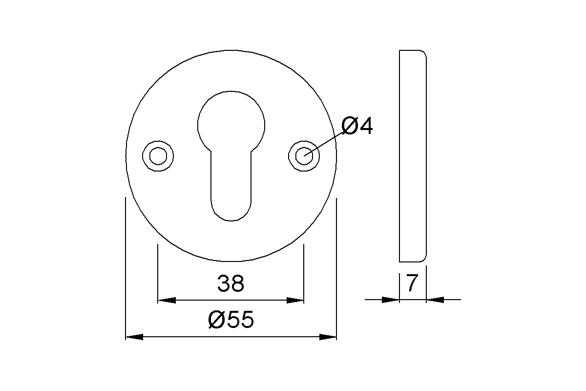 Product drawing KWS Key rosette 3455